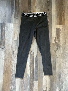 Calvin Klein Kids' Charcoal Leggings with Logo Waistband 3/4 length